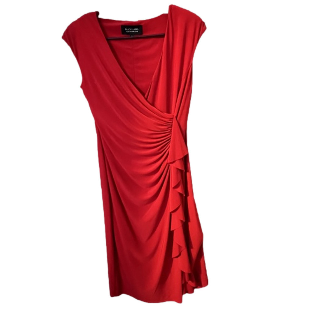 Black Label Evan Picone Red Fitted Dress 6